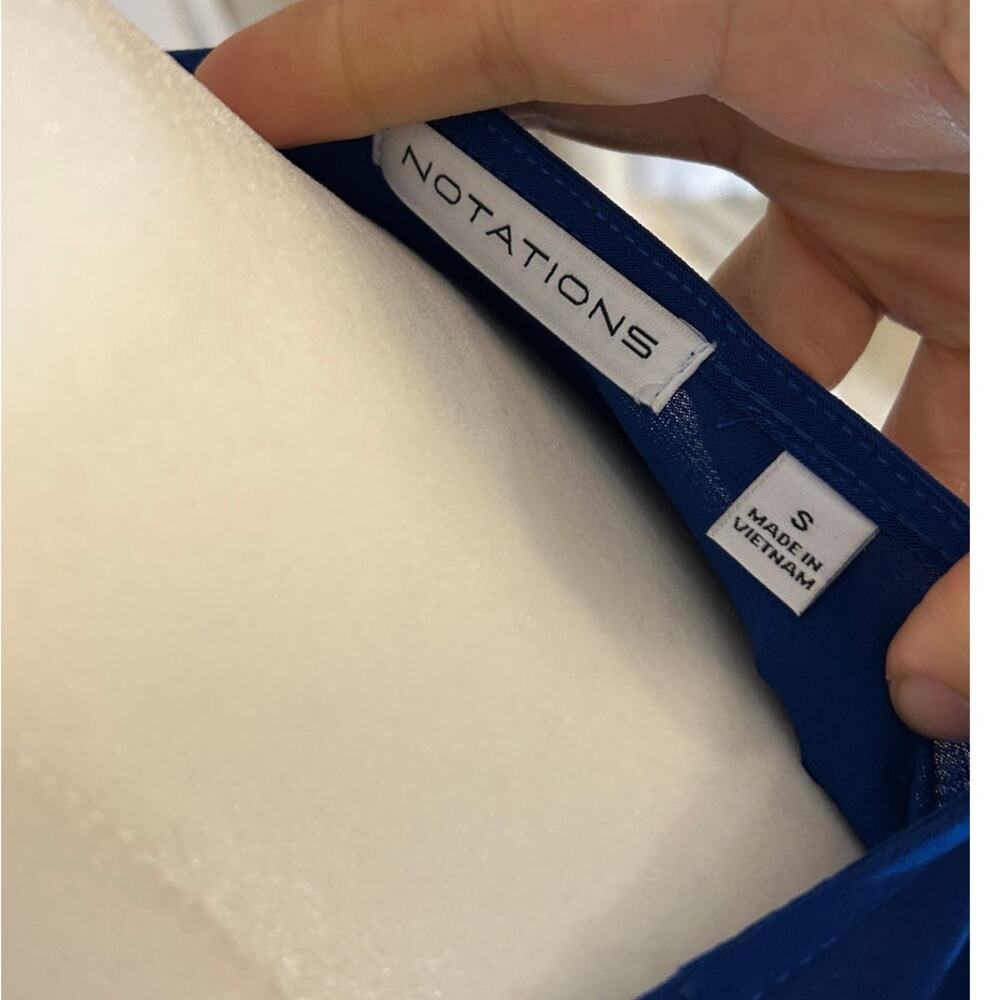 Notations Women's Size S Royal Blue Ruffle Sleeve Half Zip Blouse #0392 - Picture 6 of 10